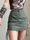 HIGH WAIST ARMY GREEN MINI SKIRT