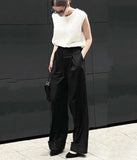 HIGH WAIST PLATED LOOSE PANTS