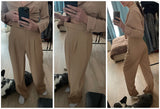 HIGH WAIST PLATED LOOSE PANTS