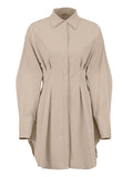 LONG SLEEVE PLEATED ELEGANT DRESS