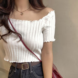 SHOULDERLESS KNITTED CROP TOP - Crazecabin