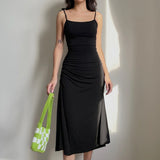 STRAPPED RUCHED BACKLESS ELEGANT DRESS