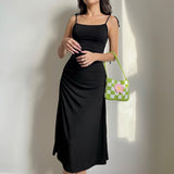 STRAPPED RUCHED BACKLESS ELEGANT DRESS