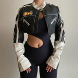 PUNK SYLE PU LEATHER CROPPED JACKET