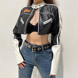 PUNK SYLE PU LEATHER CROPPED JACKET