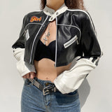 PUNK SYLE PU LEATHER CROPPED JACKET