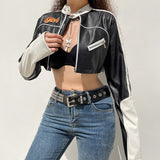 PUNK SYLE PU LEATHER CROPPED JACKET