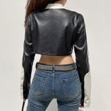 PUNK SYLE PU LEATHER CROPPED JACKET