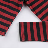 LONG SLEEVE OPEN SHOULDER STRIPED BODYCON TOP