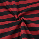 LONG SLEEVE OPEN SHOULDER STRIPED BODYCON TOP
