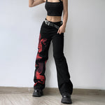 DRAGON PRINTED BAGGY JEANS