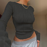 LONG SLEEVE CROP T-SHIRT TANKTOP AND SKIRT