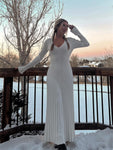 V NECK KNITTED MAXI DRESS