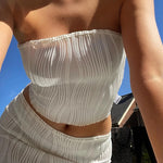 LONG SLEEVE CROP T-SHIRT TANKTOP AND SKIRT