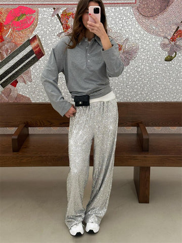 HIGH WAIST SHINY TROUSERS