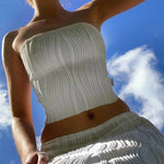 LONG SLEEVE CROP T-SHIRT TANKTOP AND SKIRT