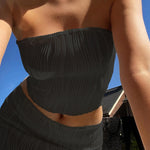 LONG SLEEVE CROP T-SHIRT TANKTOP AND SKIRT