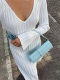 V NECK KNITTED MAXI DRESS