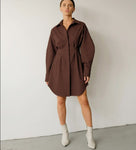 LONG SLEEVE PLEATED ELEGANT DRESS