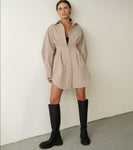 LONG SLEEVE PLEATED ELEGANT DRESS