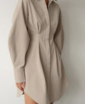LONG SLEEVE PLEATED ELEGANT DRESS
