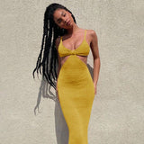 KNITTED BACKLESS LONG COCTAIL DRESS - Crazecabin