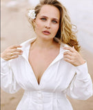 LONG SLEEVE PLEATED ELEGANT DRESS