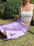 HIGH WAIST SATIN LONG SKIRT