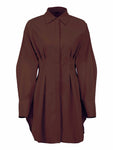 LONG SLEEVE PLEATED ELEGANT DRESS