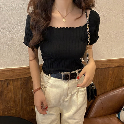 SHOULDERLESS KNITTED CROP TOP - Crazecabin