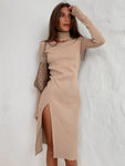 TURTLE BECK KNITTED AND SPLITTED DRESS