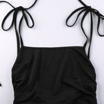 STRAPPED RUCHED BACKLESS ELEGANT DRESS