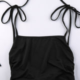 STRAPPED RUCHED BACKLESS ELEGANT DRESS
