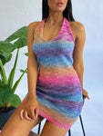 V NECK KNITTED SUMMER DRESS