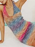 V NECK KNITTED SUMMER DRESS