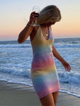 V NECK KNITTED SUMMER DRESS