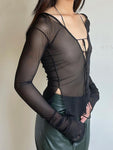 SEE THROUGH LACE UP TOP