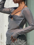 SEE THROUGH LACE UP TOP