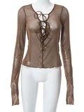 SEE THROUGH LACE UP TOP